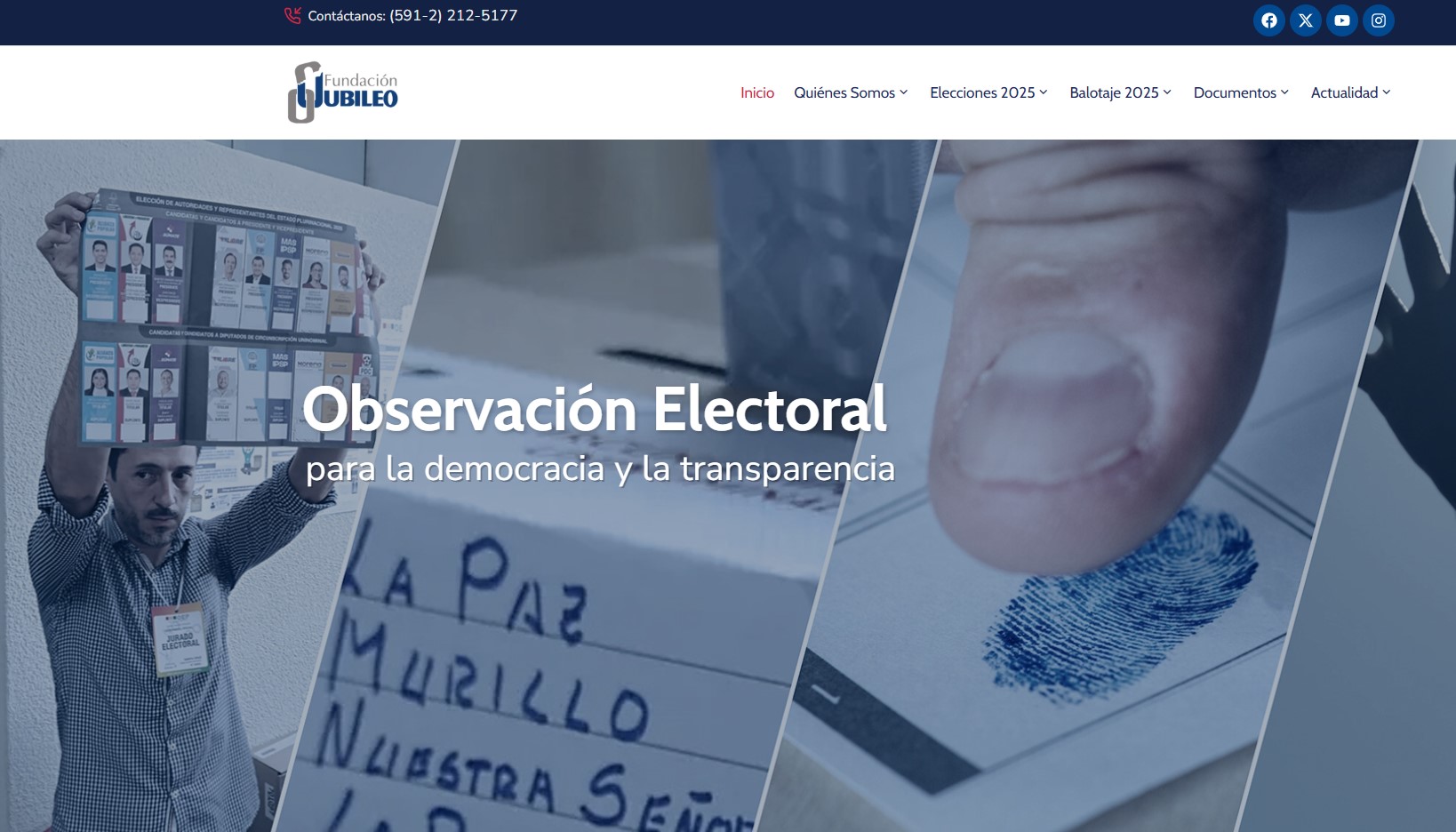 Página web de Jubileo. Foto captura de pantalla de la web