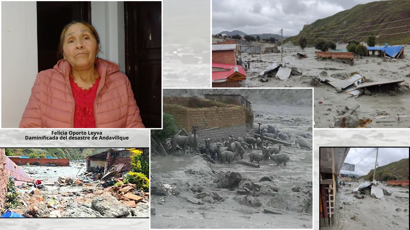 Collage del desastre de Andavilque. Foto composición Sumando Voces