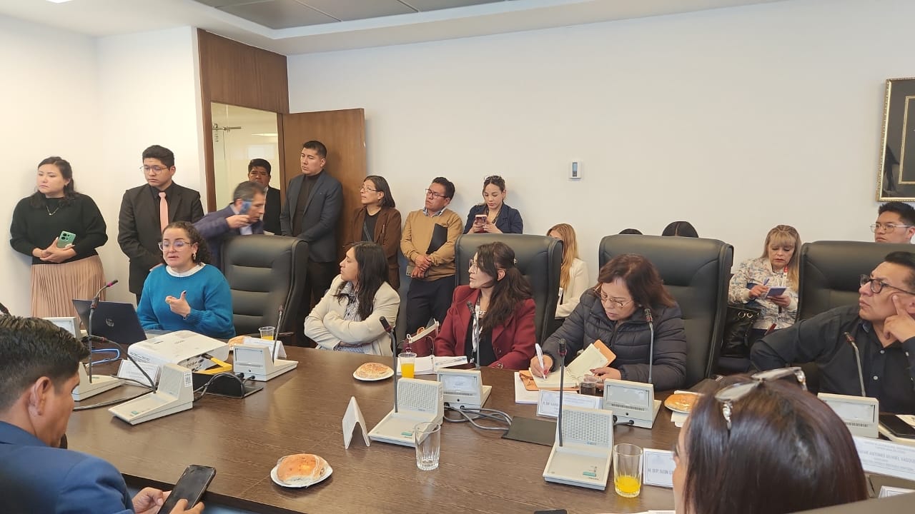 Reunión entre representantes del gremio periodístico y legisladores. Foto: UNITAS