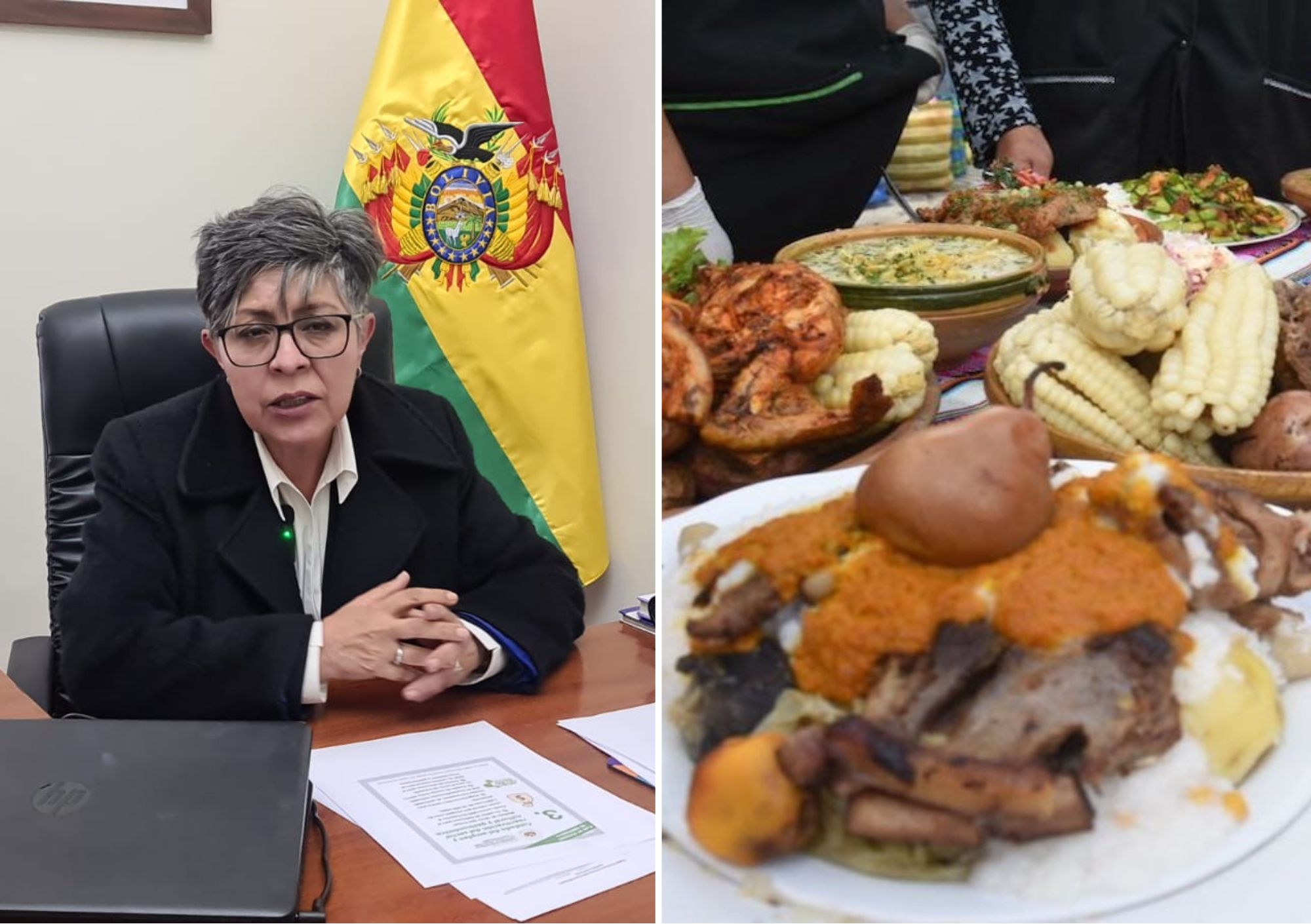A la izquierda, la viceministra de Gastronomía, Sumaya Prado. Composición Sumando Voces