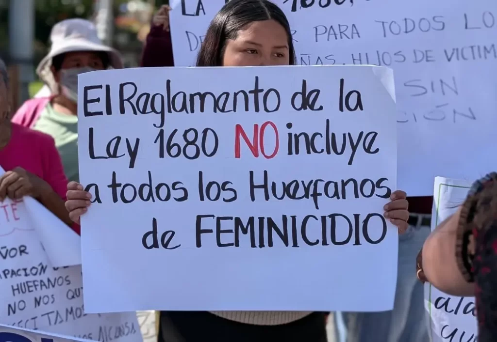 Familiares de víctimas de feminicidio exigen modificación del reglamento de la Ley 1680. Crédito de foto: RRSS